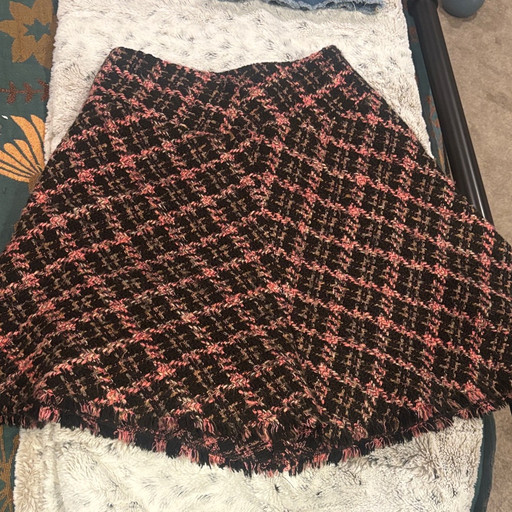 INC International Concepts Black and Pink Tweed Mini Skirt